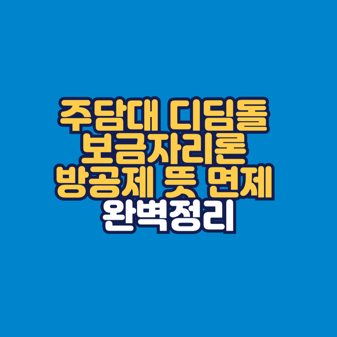 주담대 디딤돌 보금자리론 방공제 뜻 면제 완벽정리